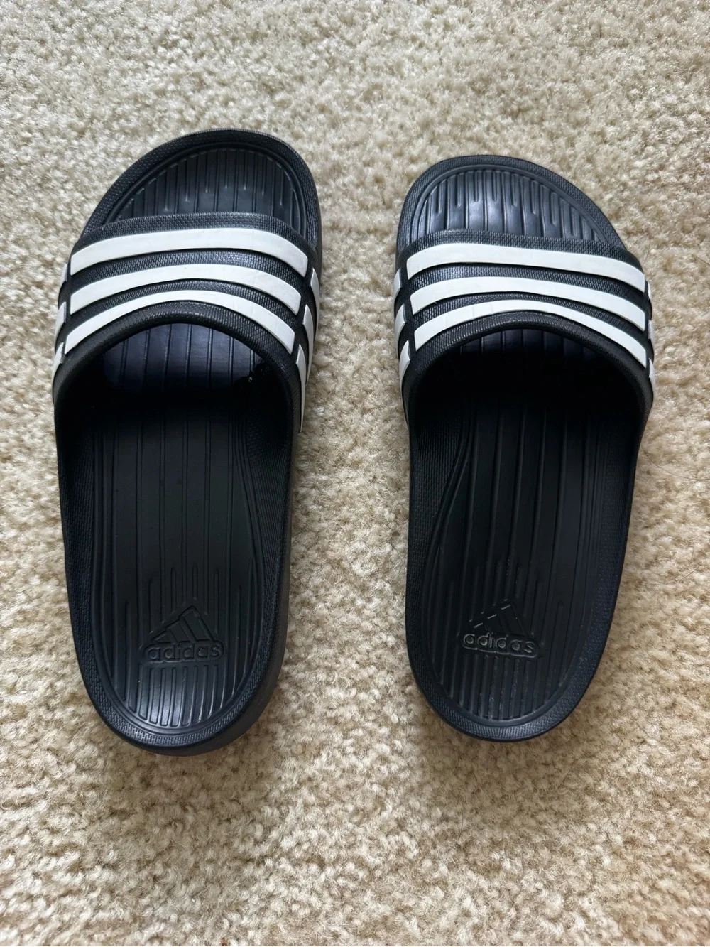 adidas Black and White Kids Slide Sandals